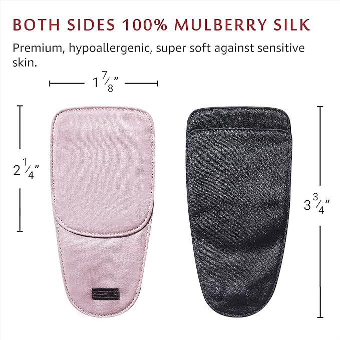 Astropic 2Pcs Silk Eye Patches for Adults Kids Glasses to Cover Either Eye (Medium, Dusty Rose Pink)