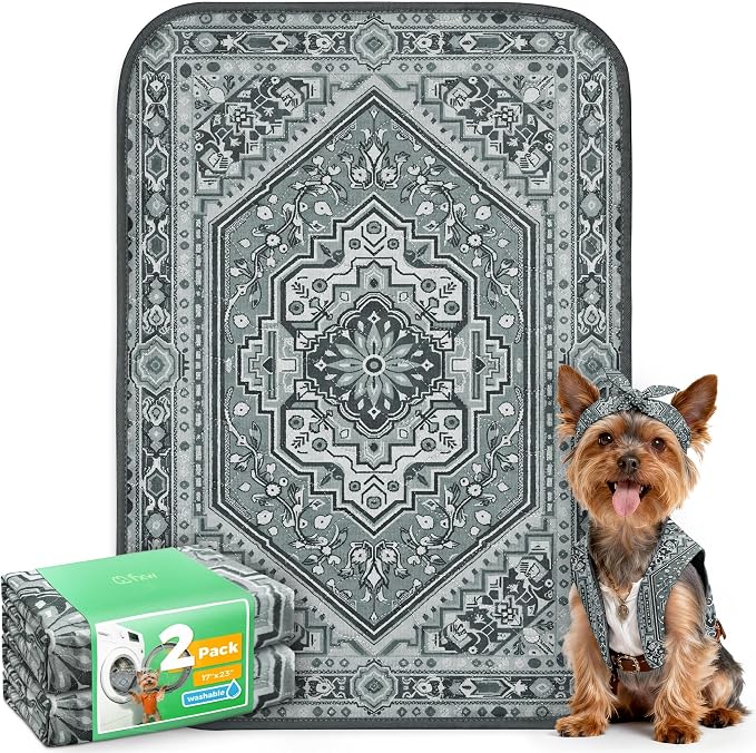 FXW Washable Pee Pads for Dogs, Super Absorbent, 17" x 23", 2 Packs | Machine washable, Non-slip backing