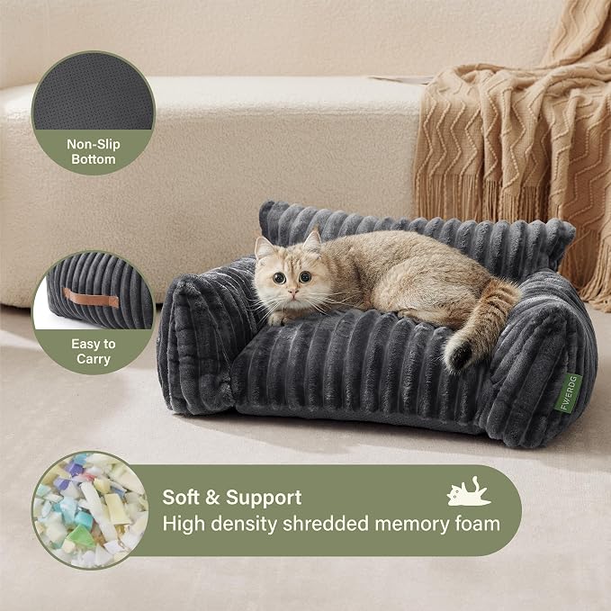 Cute Couch Bed for Pets, Supportive Cat Sofa for Indoor Cats, Large Dog Sofa Bed for Large Dogs, Grey, 36 inches
