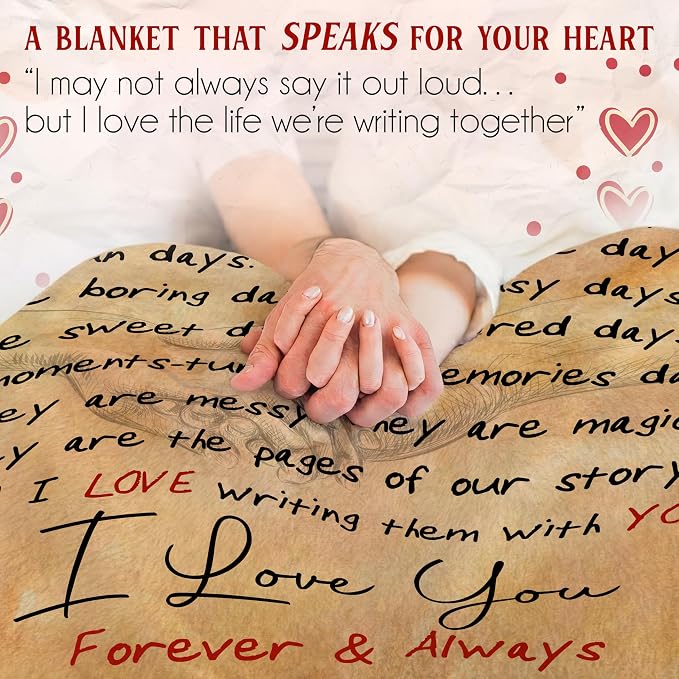 WRAPIX Anniversary Wedding Gifts for Husband Wife - Throw Blanket 60x80 in | Birthday Gifts for Couple Him Her Women Girlfriend Boyfriend, Soft Fleece for Couch Bed, Machine Washable, Warm, Lightweight