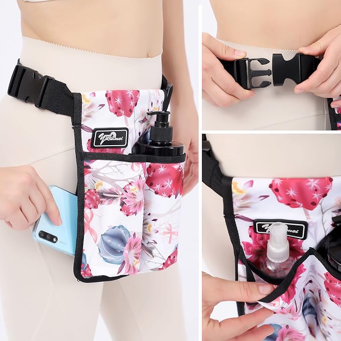 Massage Bottle Bag ，Massage Therapist Holster， Massage Lotion Holster， Massage Oil Holster，Flower color（9d2KD-Hua）