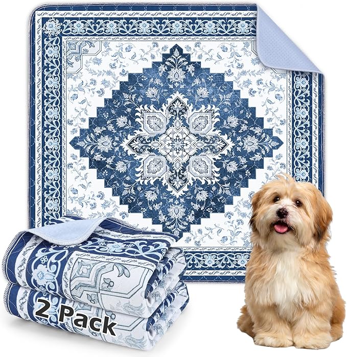 2PACK Washable Pee Pads for Dogs, Reusable Dog Pads Upgrade Non-Slip Dog Pee Pads Heavy Absorbency Puppy Pee Pads Quick Dry Whelping Pads/Waterproof Puppy Training Pad