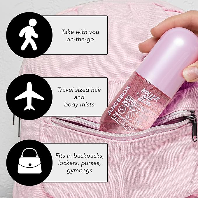 Holler And Glow Mood Boosting Juice Box Body & Hair Mist, Body Spray, Teen Girls Spritz, Long Lasting, Watermelon, Fruity Scented, Water Based Fragrance For Tweens, Clean & Gentle Formula, 3.38 Fl Oz