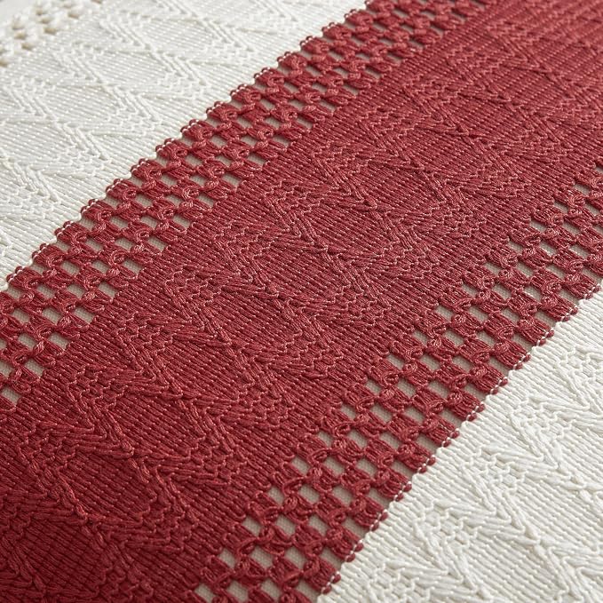 2 Pack Boho Throw Pillow Covers, Contrast Red 24x24in | Soft Breathable Cotton, Farmhouse Decorative Couch Pillow Cases, Cushion Covers for Sofa Bed Living Room Home Decor