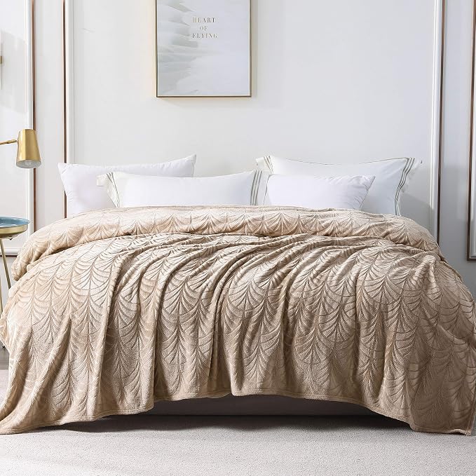Whale Flotilla Soft Flannel Fleece Twin XL Size Blanket for Bed, Champagne | 90"x66" Cozy Lightweight Breathable Coverlet, Plush Fluffy Bedspread, Vintage Pattern Decorative Blanket for Dorm, All Season