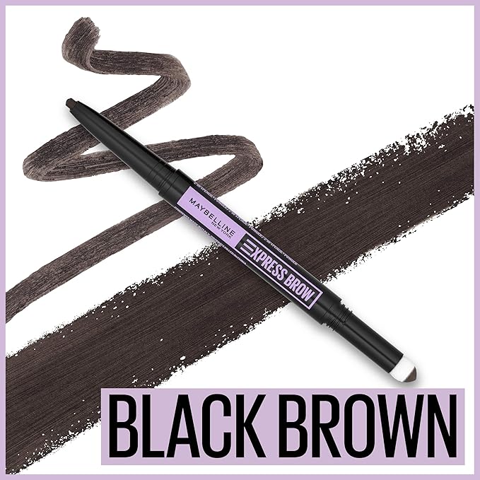 Maybelline New York Maybelline Express Brow 2-in-1 Pencil and Powder, Black Brown, 0.02 Fl. Ounce ., 262 Black Brown, 0.02 fluid_ounces (Pack of 2)