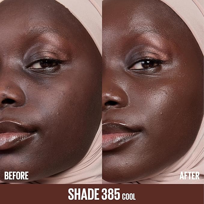 Maybelline Lifter Plump & Glow Foundation, Liquid Foundation with 2% Niacinamide + Hyaluronic Acid, Plumping and Brightening Face Makeup, 385, 1 Count