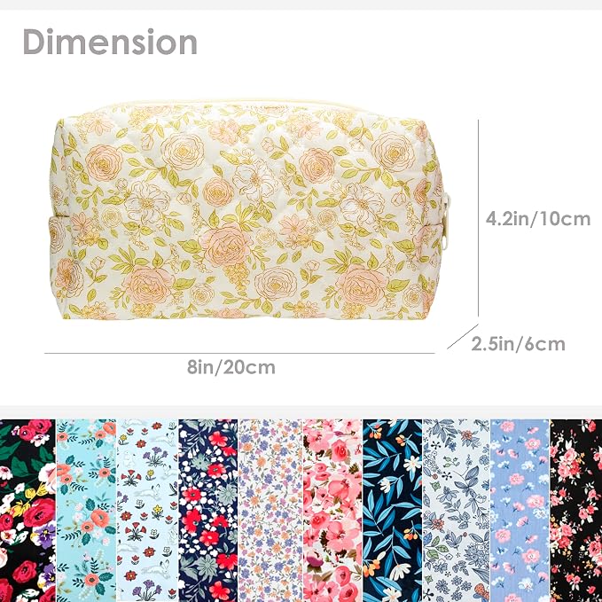 PAZIMIIK Small Quilted Makeup Bag,Zipper Cosmetic Pouch,Rose Beige | Lightweight Cosmetic Bag Organizer for Women,Purse Storage Holds Makeup,Toiletries,Skincare,Beauty Essentials,Travel Items