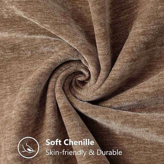 decorUhome Soft Chenille Throw Pillow Covers 12x20 Set of 2 Brown | Fall Textured Decorative Throw Pillow Cases Stitched Edge Modern Farmhouse Luxury Boho Velvet for Couch Sofa Bed Home Decor