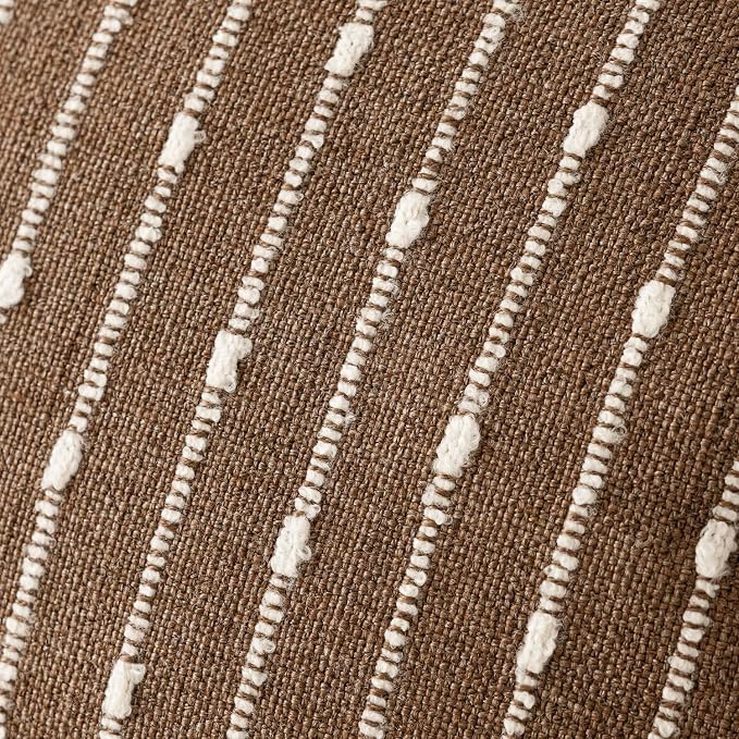 Foindtower Pack of 2 Decorative Jacquard Boucle Throw Pillow Covers Accent Textured Striped Pillowcases Soft Boho Modern Cushion for Couch Sofa Bedroom Living Room Home Decor 22x22 Inch Brown