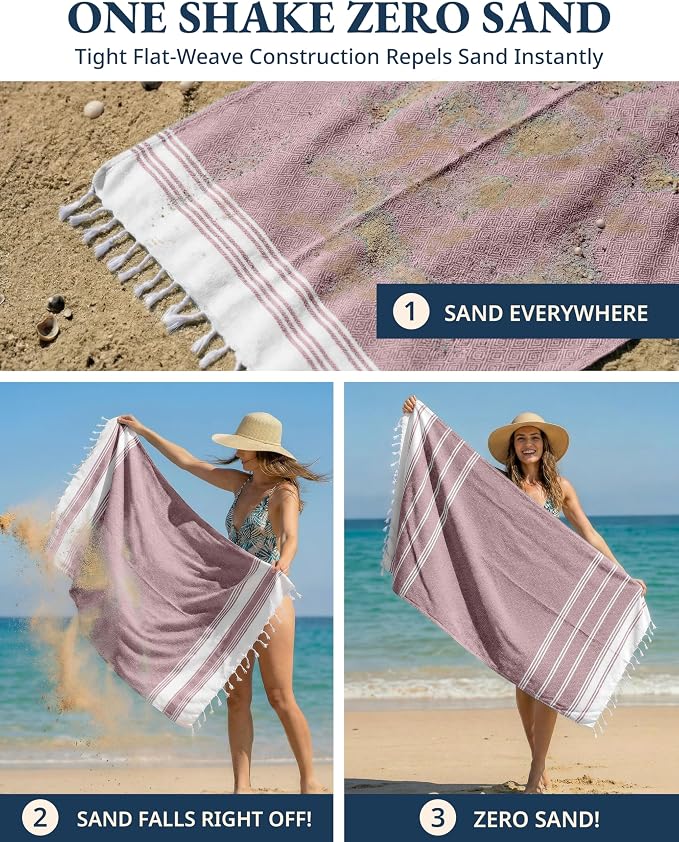 LANE LINEN Beach Towels for Women, 2 Pack Large Beach Towels Oversized, Pre-Washed, No-Shrink Sand Free, Quick Dry, Lightweight Travel Towel, Soft Beach Bath Towel, 39"x71" - Fired Brick