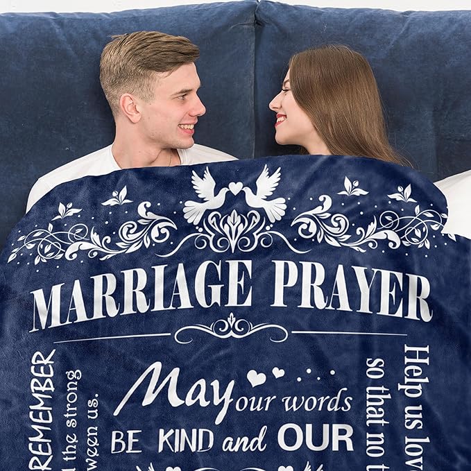 Marriage Prayer, Wedding Gifts for Newlyweds, Marriage Prayer Wedding Gifts 50" x 60" Blankets, Engagement Gifts for Couples Christian Religious Prayer Quote, Bridal Shower Gifts