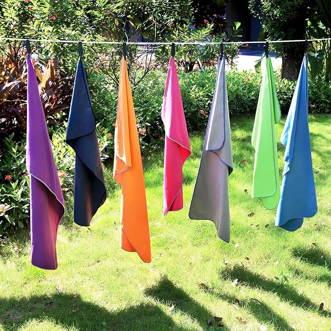 SYOURSELF 2 Pack Microfiber Camping Towel, Quick Dry Towel, Soft Absorbent Compact Travel Gym Workout Sweat Towel for Beach Yoga Swim Travel Camping Hiking Backpack Essentials (XL:72"x32"+12"x24")