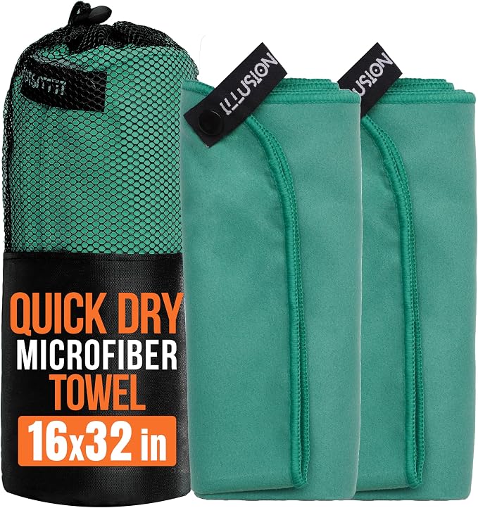 illusion Small Microfiber Gym Towels for Men and Women Active Sports (32" L x 16''W)-Lightweight Quick Dry Gym Towel for Sweat-Workout Towels Ideal for Yoga, Camping, Running, and Outdoor Activities