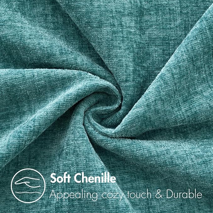 MIULEE Soft Chenille Lumbar Throw Pillow Covers Teal 12x20 Inch Pack of 2 | Modern Home Decor, Classic Decorative Pillows, Solid Dyed Cases, Boho Couch Cushion Covers for Sofa Bed Living Room
