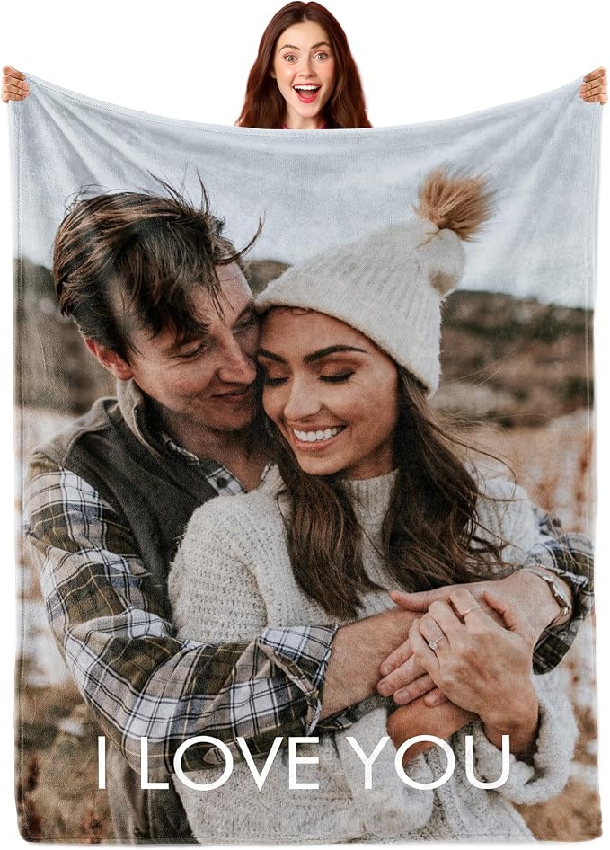 Funny DIY Custom Blanket with Picture Customized Boyfriend Girlfriend Couple Gifts Customized Photo Blanket Personalized I Love You Christmas Valentines Day Birthday Gifts for Men Women Wife Husband