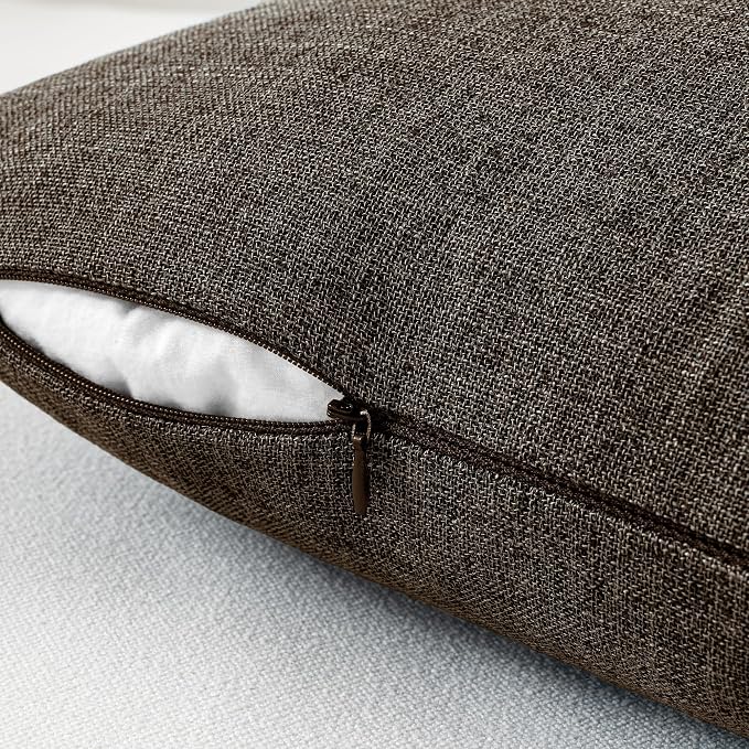 MIULEE Pack of 2 Decorative Linen Burlap Pillow Covers Farmhouse Boho Accent Pillowcases Home Decor for Couch Sofa Bedroom Living Room 20x20 Inch Dark Brown