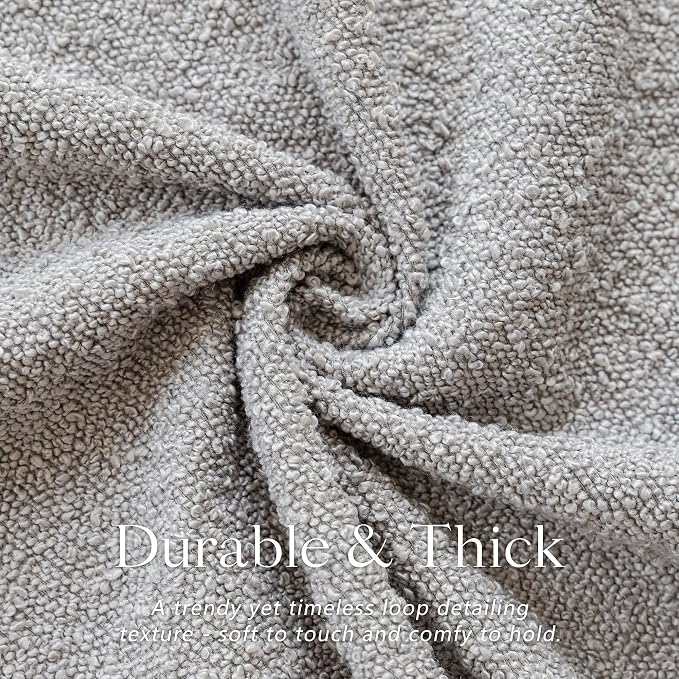 Foindtower Pack of 2 Textured Boucle Throw Pillow Covers Accent Solid Decorative Pillow Cases Cozy Woven Couch Cushion Case for Sofa Bedroom Living Room Home Decor, 20 x 20 Inch,Neutral Grey
