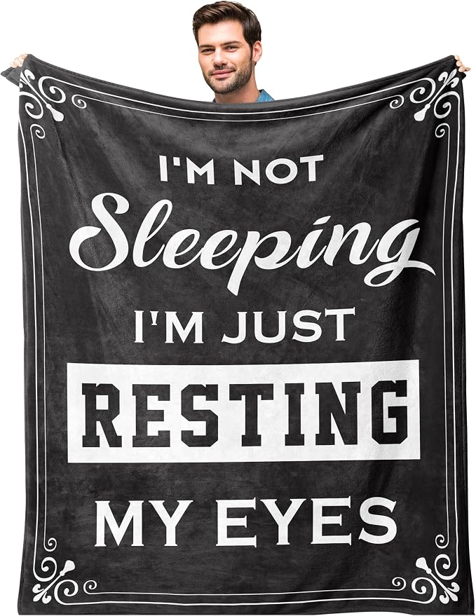 kituzol Birthday Gifts for Men, Funny Gift for Dad, Father's Day Dad Gifts, Retirement Present for Grandpa, Husband Blanket, I'm Not Sleeping, I'm Just Resting My Eyes, Soft Nap Blanket (50" x 60")