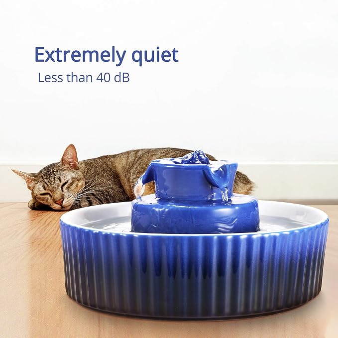Wonder Creature Ceramic Cat Water Fountain, Stable Cupcake Design, 71oz | 2.1L Pet Fountain with Anti-Tip Ceramic Design, 2 Quiet Pumps, 360° Water Flow, 3 Filters for Cats and Dogs