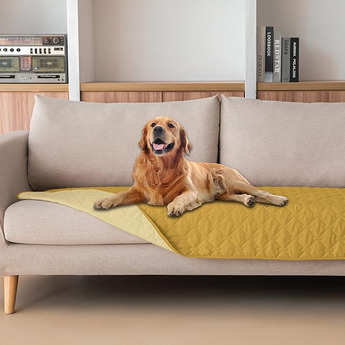 gogobunny Waterproof Blanket, Couch Covers for Dogs, Reversible Protector | 3X Stronger Leakproof, Scratch Proof Durable Furniture Protection, Stain Resistant, Washable, 30x70 Inch Dark/Light Yellow