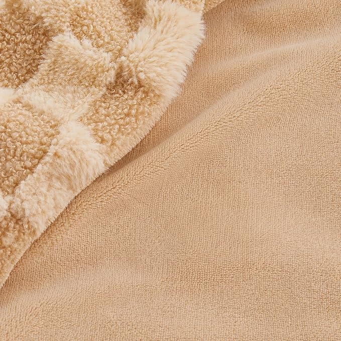 Luxury 3D Checkered Throw Blanket Reversible Thick Warm Blankets for Couch | Soft Velvet Flannel Fuzzy Plush Gift for Women