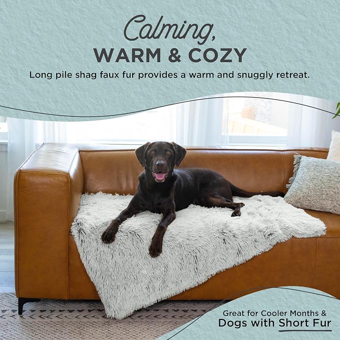 Best Friends by Sheri Calming Shag Dog Blanket – Ultra Soft Faux Fur Pet Throw, Anxiety-Relief, Lightweight Warm Bed Cover for Dogs and Cats, Machine Washable, Frost Gray, 40" x 50"