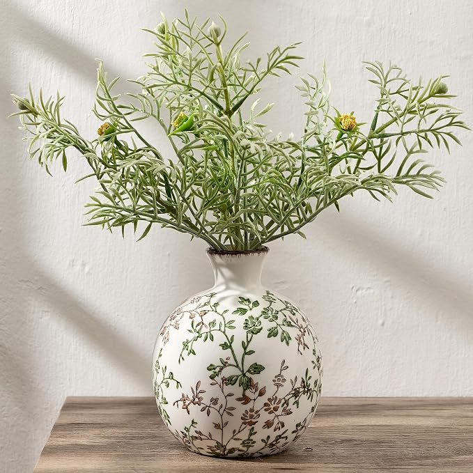 5.98" Ceramic Flower Decorative Antique Vase, Vintage Rustic Chinoiserie Floral Vase for Home Decor, Living Room, Bookshelf, Office, Entryway, Garden, Tuscan Decor, Chinoiserie Decor