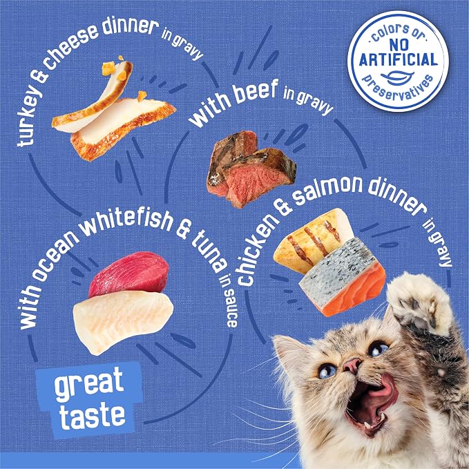 Friskies Purina Wet Cat Food Variety Pack, Shreds with Beef, Turkey & Cheese Dinner, Chicken & Salmon Dinner, and with Ocean Whitefish and Tuna - 5.5 oz. Cans (Pack of 80)
