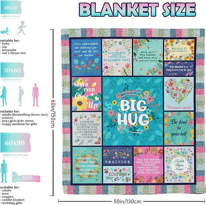 Get Well Gifts for Women, Inspirational Healing Blanket, Feel Better After Surgery Gifts, Soft Warm Hug Blanket Throw 60"x50"