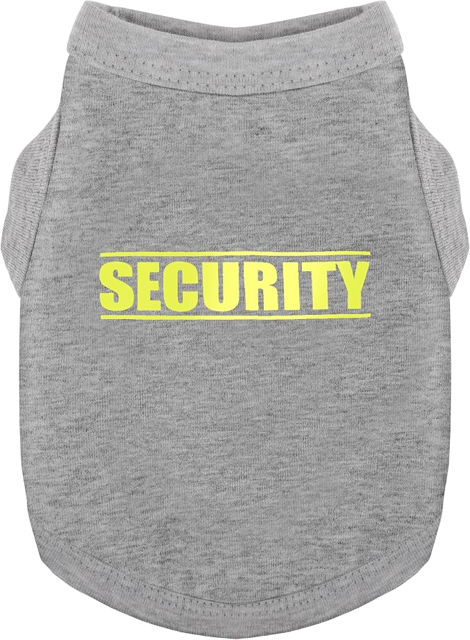 Discover Cozy Cotton Canine Wear: Soft, Lightweight, and Breathable Dog Shirt Vest with Eye-Catching Graphics(Security), Keeping Your Furry Friend Warm and Comfy! Grey S