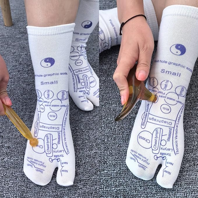 BIRDDIE Acupressure Reflexology Socks Physiotherapy Massage Relieve Tired Feet Reflexology Socks with Massage Tools for Women and Men (Men)