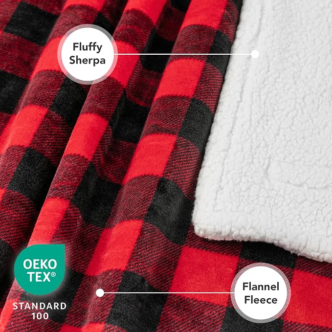 PetAmi Waterproof Dog Blanket for Large Dog Cat Pet, 60x80, Black Red | 460 GSM Sherpa Fleece Reversible, Pee Proof, Furniture Protector Cover for Couch Sofa Bed Kennel, Washable, Extra Large