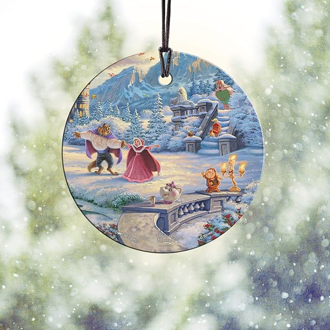 Disney – Beauty and The Beast – Winter Enchantment – 3.5” Starfire Prints Hanging Glass Print Accessory – Ideal for Gifting and Collecting SPCIR1052