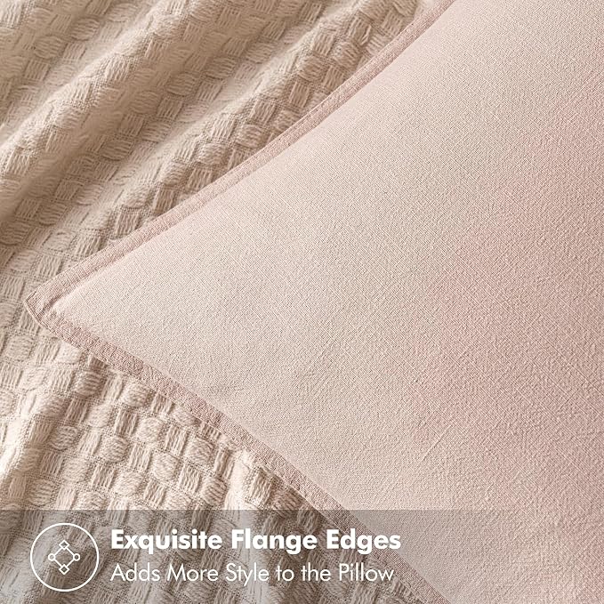 MIULEE Decorative Linen Euro Sham Pillow Covers 26x26 Light Pink | Boho Farmhouse Neutral Couch Throw Pillows for Bed, Pack of 2 Accent Modern Pillowcases, Sofa Livingroom Home Decor