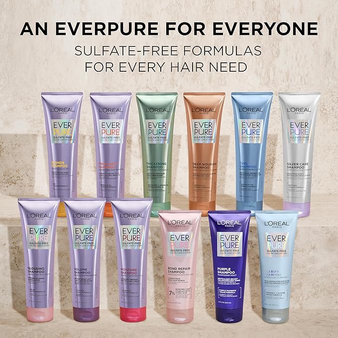 L'Oreal Paris Sulfate Free Shampoo and Conditioner for Dry Hair, Triple Action Hydration for Dry, Brittle or Color Treated Hair, Apricot Oil Infused Hair Care, EverPure, 8.5 Fl Oz, Set of 2