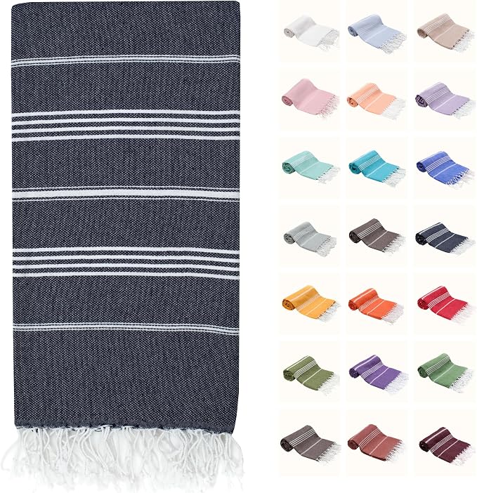 Park&Oz Turkish Beach Towel – Oversized 100% Cotton Quick-Dry & Sand-Free Blanket 72x40 – Ultra-Absorbent, Lightweight & Compact Pool Towel for Beach, Travel, Spa, Gym, Camping & Home (Charcoal)