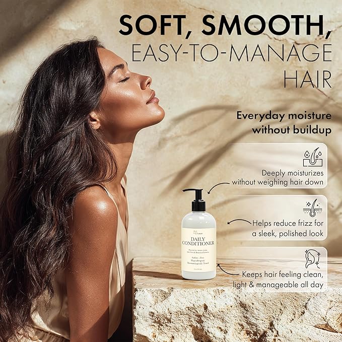 All Natural Daily Conditioner – Sulfate-Free Moisturizing Hair Conditioner with Amino Acids, Aloe Vera & Botanical Extracts – Lightweight Clean Beauty Formula for Smooth, Healthy Hair