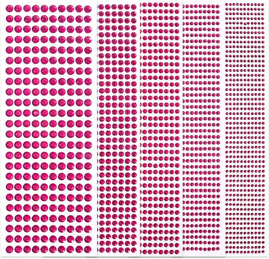 3555pcs Self Adhesive Face Gems for Makeup, Festival Jewels, Hair Gems, Rhinestone Stickers for Face, Eye, Makeup, Nail, Body, Crafts 5sheets (rose-3/4/5/6/8mm)