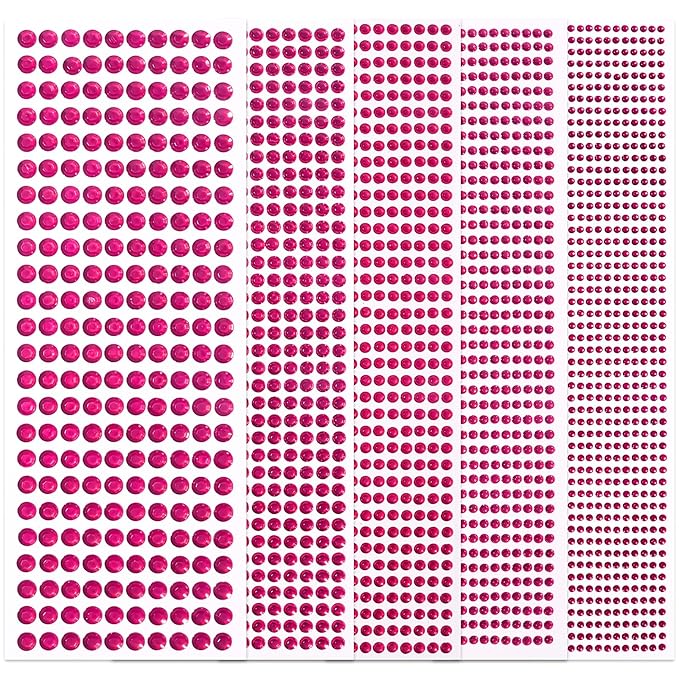 3555PCS Rhinestone Gem Stickers for Crafts Face Gems Temporary Tattoos Acrylic Bling 3/4/5/6/8 MM Stick on Body Jewels Makeup Crystal Hair Nails for DIY Crafts (Rose Red)