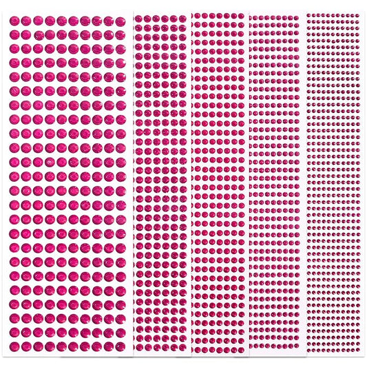 3555PCS Rhinestone Gem Stickers for Crafts Face Gems Temporary Tattoos Acrylic Bling 3/4/5/6/8 MM Stick on Body Jewels Makeup Crystal Hair Nails for DIY Crafts (Rose Red)