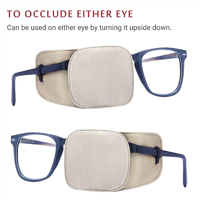 Astropic 2Pcs Large Silk Eye Patches for Adults Kids Glasses to Cover Either Eye (Large, Khaki)