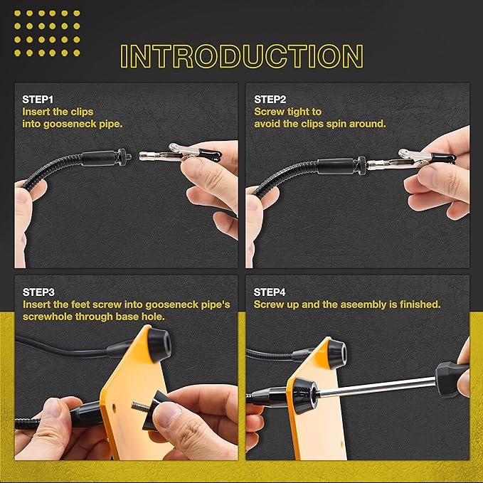 KOTTO Helping Hands Soldering, Third Hand Soldering Tool PCB Holder Four Arms Helping Hands Crafts Jewelry Hobby Workshop Helping Station Non-Slip Steel Weighted Base