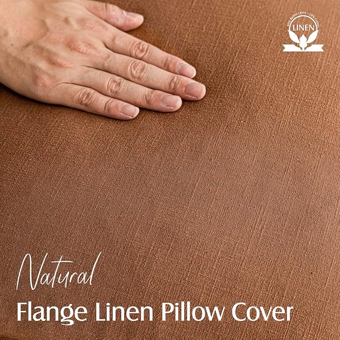 Foindtower Pack of 2, Decorative Linen Solid Throw Pillow Covers Neutral Farmhouse Pillowcase Soft Accent Lumbar Cushion Case for Couch Sofa Bedroom Living Room Home Decor Orange Brown 12 x 20 Inch