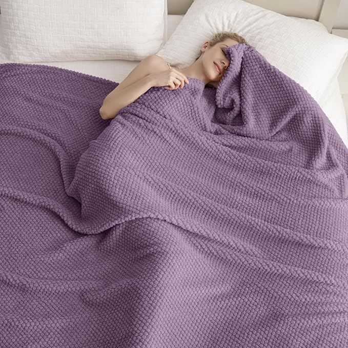 Purple 300GSM Fleece Throw Blanket for Couch Sofa Bed, 60x80 Soft Cozy Flannel Blankets, Lightweight Fuzzy Fluffy Throws for Women