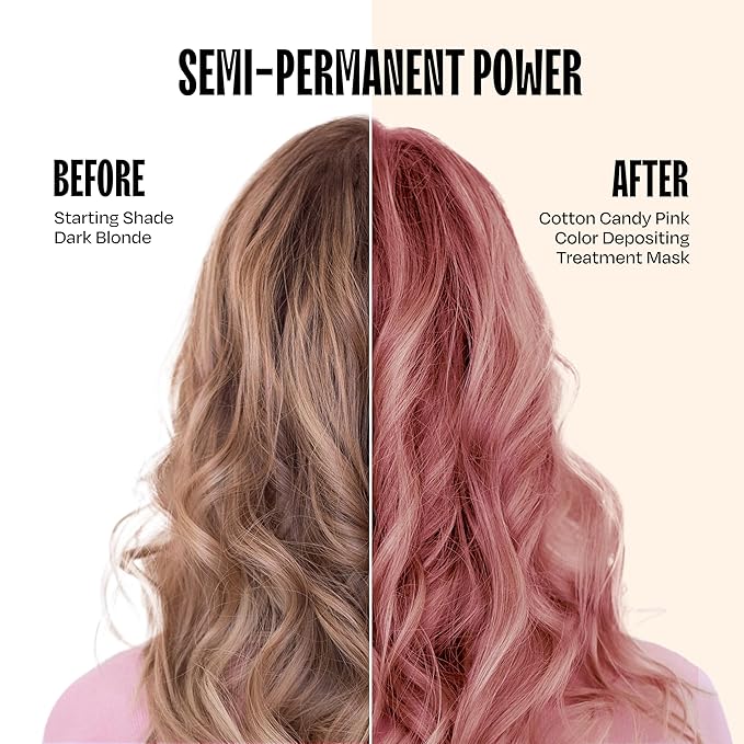 Overtone Semi Permanent Hair Color Conditioner, Cotton Candy Pink, 8 oz, Nourishing, Damage-Free, Color Depositing Mask for All Hair Types with Shea Butter & Coconut Oil, Vegan & Cruelty-Free