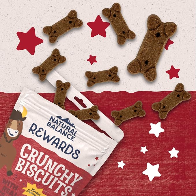 Natural Balance Rewards, Crunchy Biscuits, Bison, 14 oz | Grain-Free Dog Treats for Adult Dogs, Limited-Ingredient Recipe, Made with Real Ingredients, Great for Training