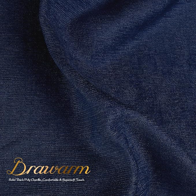 BRAWARM Throw Pillow Covers 20x20 Inches - Navy Blue Chenille Pillow Covers Pack of 2, Solid Dyed Soft Chenille Pillow Cases for Couch Sofa Bed Home Decoration