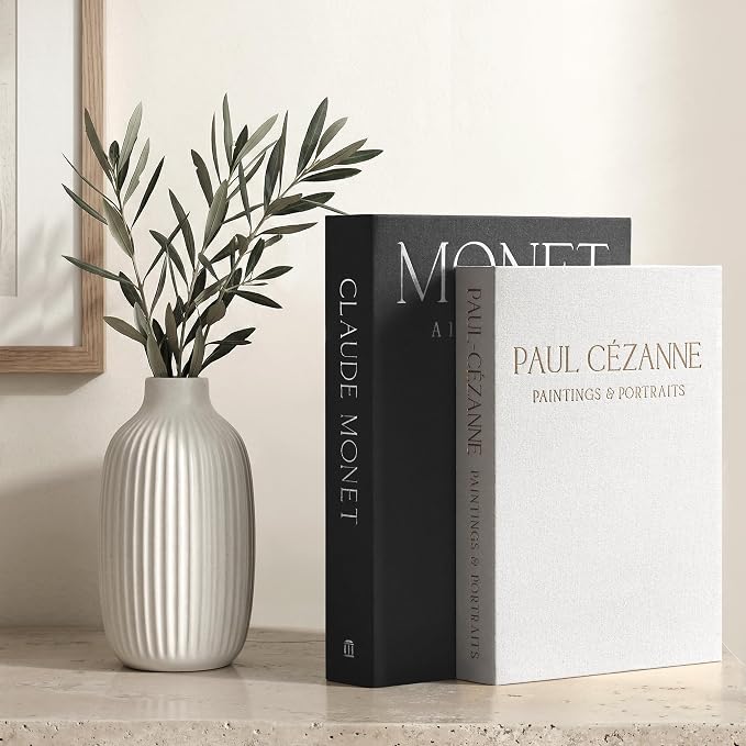 Aesthetic Decorative Books - Coffee Table Books Decor - Faux Decor Book Storage Box for Decoration - Set of 2 Linen Fake Book for Home Table Decors - Photo Storage Keepsake Box