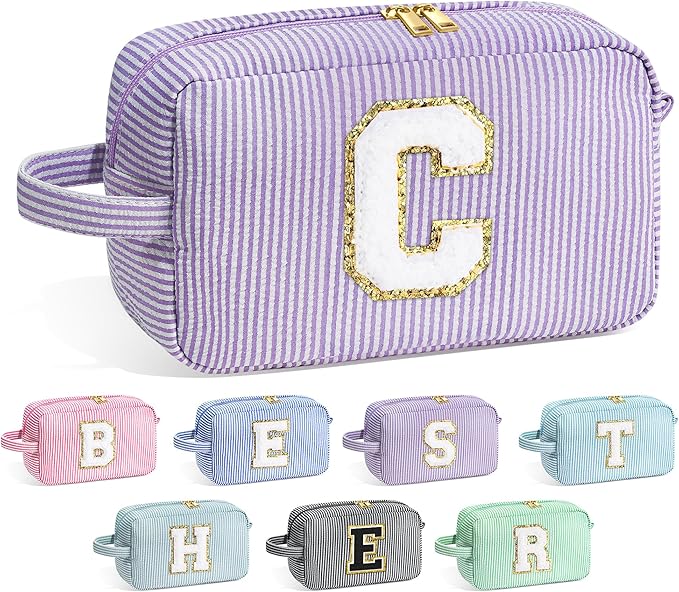 YOOLIFE Birthday Gifts for Mom, Mom Gifts from Daughter, Mother In Law Gifts, Mama Gift Idea, Personalized Gifts for Women, Initial Makeup Bag for Women C